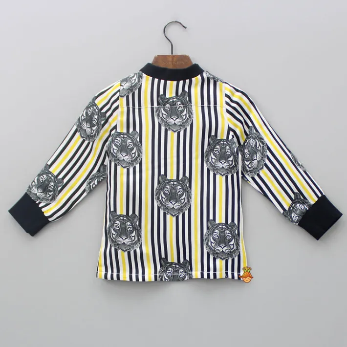 New Vertical Striped Tiger Printed Shirt BOY Shirts & Tees