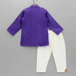 New Violet Kurta With Embroidered Flap And Pyjama BOY Twinning Sets | Indian Ethnic Wear