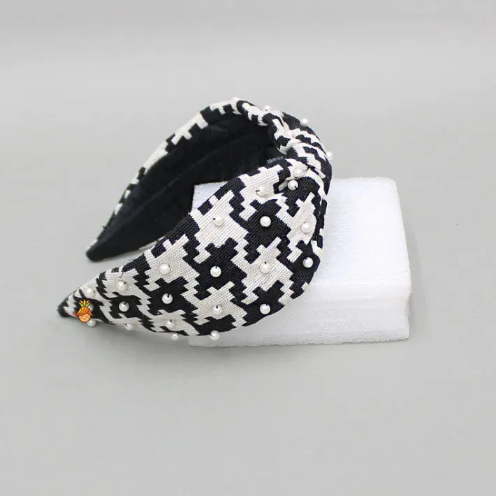 Clearance White And Black Printed Hairband Hair Accessories | Hair Bands