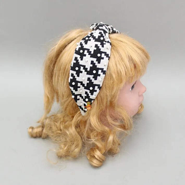 Clearance White And Black Printed Hairband Hair Accessories | Hair Bands