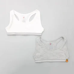 New White And Grey Sports Beginners Bra - Set Of 2 Underwear