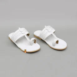 Fashion White Braided Kolhapuri Flats Shoes