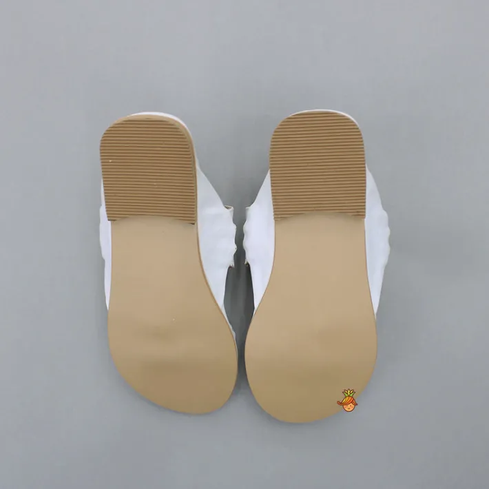 Fashion White Braided Kolhapuri Flats Shoes