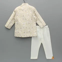 Clearance White Brocade Sherwani And Pyjama BOY Indian Ethnic Wear | Sherwani Sets