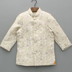 Clearance White Brocade Sherwani And Pyjama BOY Indian Ethnic Wear | Sherwani Sets