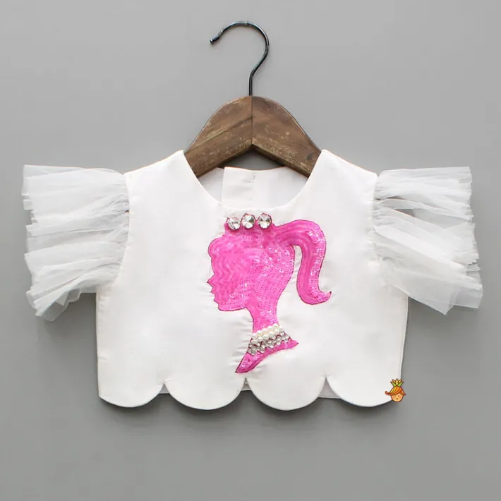 Outlet White Embroidered Top And Flared Palazzos Ethnic Wear | Palazzos & Shararas