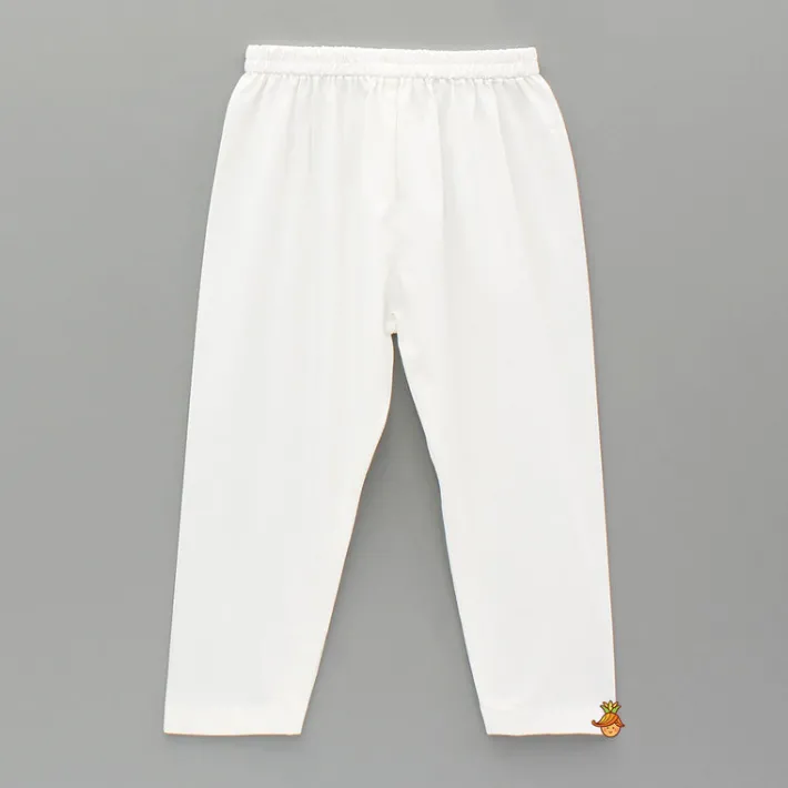 Sale White Embroidery Detailed Kurta And Pyjama BOY Indian Ethnic Wear | Ethnic Sets