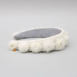 Sale White Floral Pearly Fur Hair Band Hair Accessories | Hair Bands