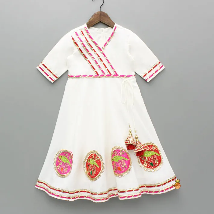 New White Gota Lace Detailed Multicolour Embroidered Kurti Ethnic Wear | Kurtis & Jumpsuits