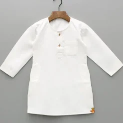 Clearance White Kurta With Embroidered Lace Work Jacket And Pant BOY Indian Ethnic Wear | Ethnic Sets