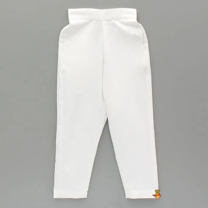 Clearance White Kurta With Embroidered Lace Work Jacket And Pant BOY Indian Ethnic Wear | Ethnic Sets
