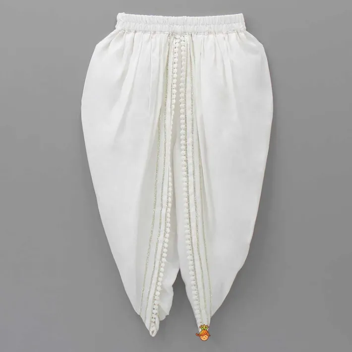 Outlet White Kurti And Tulip Style Dhoti With Net Dupatta Ethnic Wear | Dhotis & Patialas