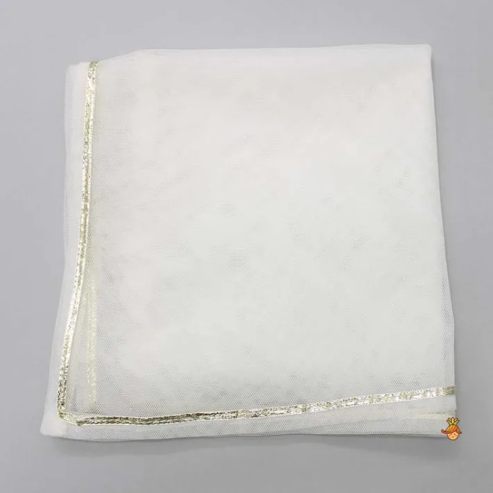 Outlet White Kurti And Tulip Style Dhoti With Net Dupatta Ethnic Wear | Dhotis & Patialas
