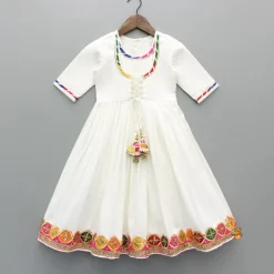 Fashion White Multicolour Embroidered Kurti With Gota Lace Detailing Ethnic Wear | Kurtis & Jumpsuits