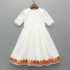 Fashion White Multicolour Embroidered Kurti With Gota Lace Detailing Ethnic Wear | Kurtis & Jumpsuits