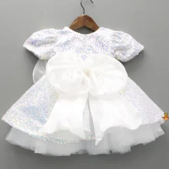 Clearance White Sequin Dress Adorned With Matching Bows Dresses & Sets | Dresses