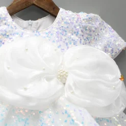 Clearance White Sequin Dress Adorned With Matching Bows Dresses & Sets | Dresses