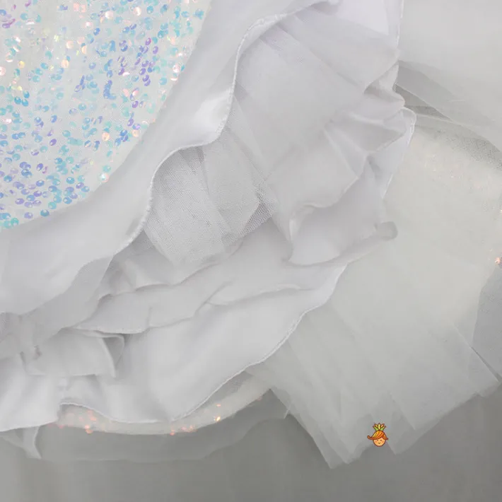 Clearance White Sequin Dress Adorned With Matching Bows Dresses & Sets | Dresses