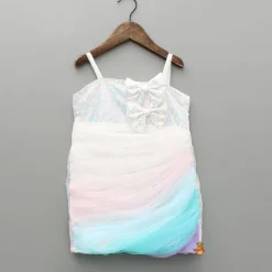 Outlet White Sequin Embellished Strappy Dress With Detachable Multicolour Trail Dresses & Sets | Dresses