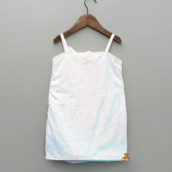 Outlet White Sequin Embellished Strappy Dress With Detachable Multicolour Trail Dresses & Sets | Dresses