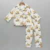 Clearance White Tiger Printed Notch Collar Sleepwear BOY Sleep Wear | Sleepwear