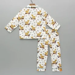 Clearance White Tiger Printed Notch Collar Sleepwear BOY Sleep Wear | Sleepwear