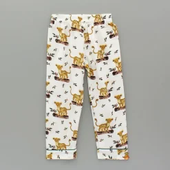Clearance White Tiger Printed Notch Collar Sleepwear BOY Sleep Wear | Sleepwear