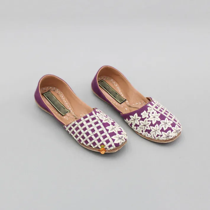 Best Wine Checks And Floral Embroidered Jutti BOY Shoes | Shoes