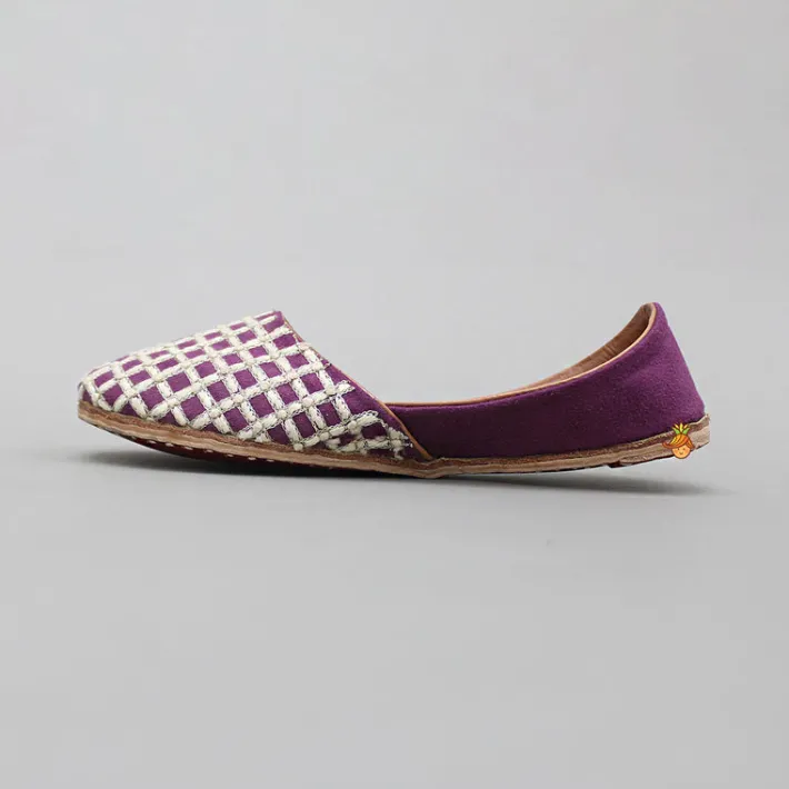 Best Wine Checks And Floral Embroidered Jutti BOY Shoes | Shoes