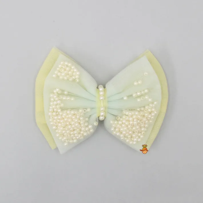 New Yellow And Blue Net Dual Bowie Hair Clip Hair Accessories | Hair Clips