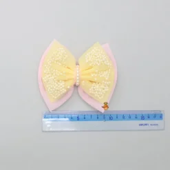 Sale Yellow And Pink Net Dual Bowie Hair Clip Hair Accessories | Hair Clips