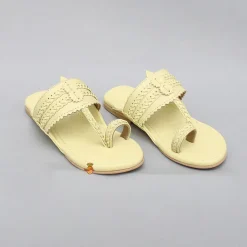 Online Yellow Braided Kolhapuri Flats Shoes