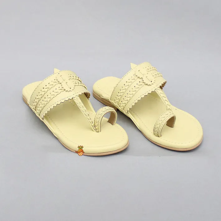 Online Yellow Braided Kolhapuri Flats Shoes