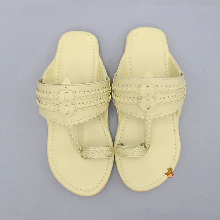 Online Yellow Braided Kolhapuri Flats Shoes