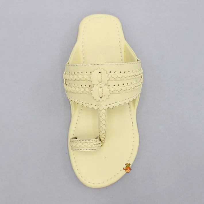 Online Yellow Braided Kolhapuri Flats Shoes