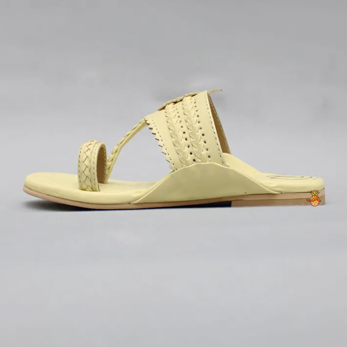 Online Yellow Braided Kolhapuri Flats Shoes
