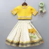 Sale Yellow Decorative Neckline Top With Lehenga And Dupatta Ethnic Wear | Lehengas & Ghagras