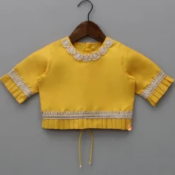 Sale Yellow Decorative Neckline Top With Lehenga And Dupatta Ethnic Wear | Lehengas & Ghagras