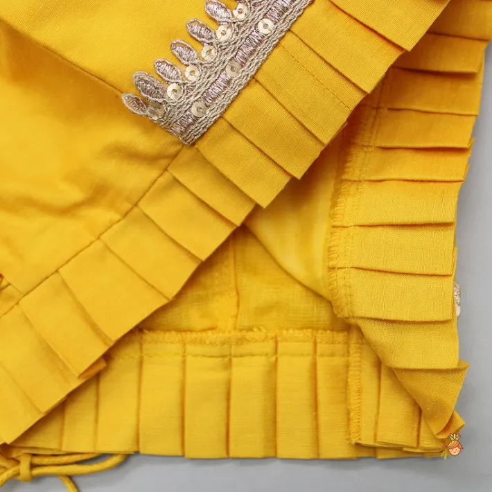 Sale Yellow Decorative Neckline Top With Lehenga And Dupatta Ethnic Wear | Lehengas & Ghagras
