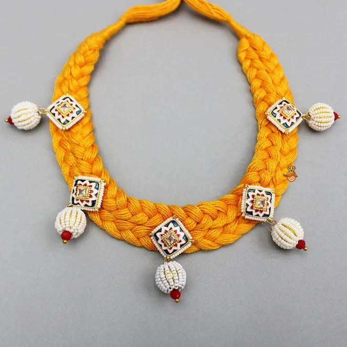 Clearance Yellow Embellished Beautiful Choker Necklace And Earrings Jewellery