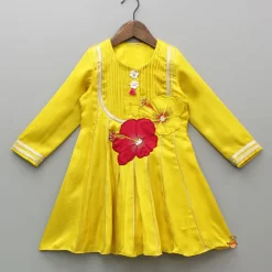 New Yellow Embroidered And Embellished Kurti With Palazzo Ethnic Wear | Palazzos & Shararas