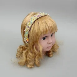 Fashion Yellow Embroidered And Embellished Hairband Hair Accessories | Hair Bands