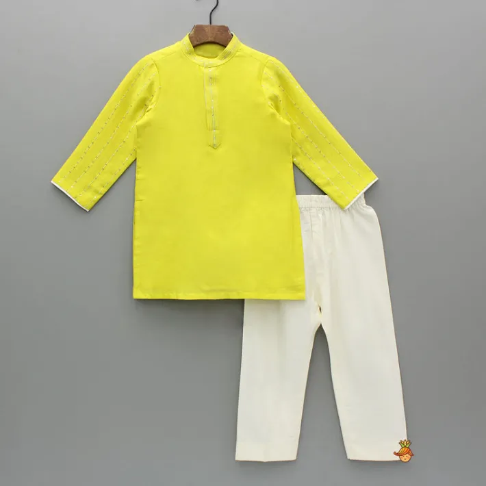 Sale Yellow Embroidered Kurta And Pyjama BOY Indian Ethnic Wear | Ethnic Sets