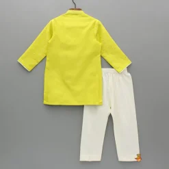 Sale Yellow Embroidered Kurta And Pyjama BOY Indian Ethnic Wear | Ethnic Sets