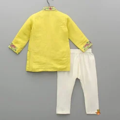 Best Yellow Embroidered Kurta And Pyjama BOY Indian Ethnic Wear | Ethnic Sets