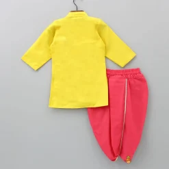 Discount Yellow Embroidered Kurta And Dhoti With Krishna Head Band BOY Indian Ethnic Wear | Ethnic Sets