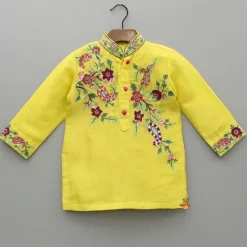 Best Yellow Embroidered Kurta And Pyjama BOY Indian Ethnic Wear | Ethnic Sets