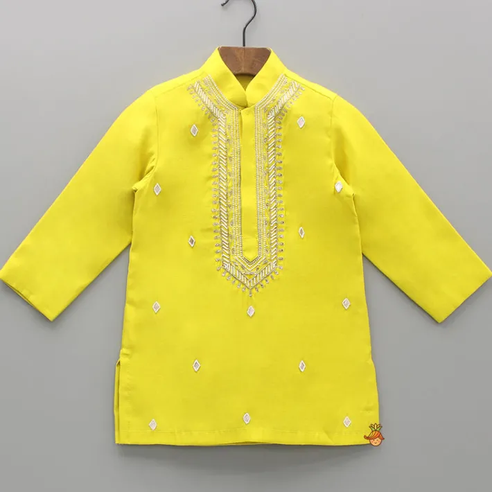 Fashion Yellow Embroidered Kurta And Churidar BOY Twinning Sets | Indian Ethnic Wear
