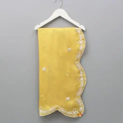 Best Yellow Embroidered Scalloped Dupatta Ethnic Wear