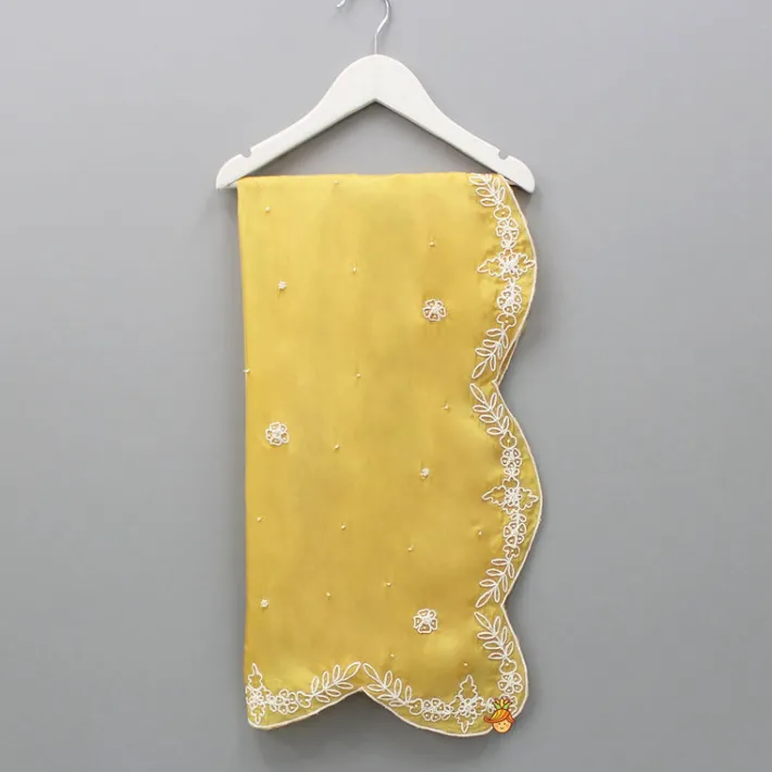 Best Yellow Embroidered Scalloped Dupatta Ethnic Wear
